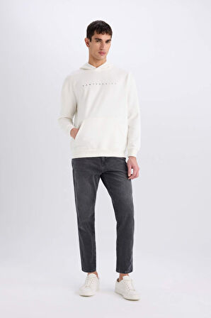 Boxy Fit Kapüşonlu Sırt Baskılı Sweatshirt