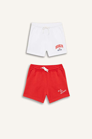 DeFacto Kız Çocuk Beli Lastikli Baskılı 2'li Şort Z8046A625SMRD256