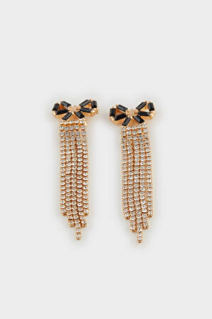 Kadın Fiyonk Detaylı Sallantılı Gold Küpe