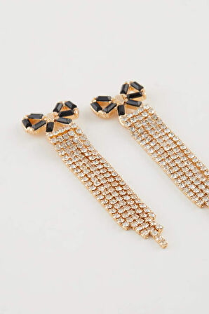 Kadın Fiyonk Detaylı Sallantılı Gold Küpe