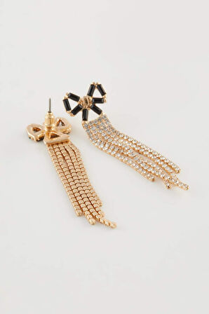 Kadın Fiyonk Detaylı Sallantılı Gold Küpe