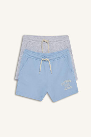 Kız Çocuk Sweatshirt Kumaşı 2'li Şort