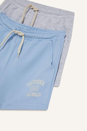 Kız Çocuk Sweatshirt Kumaşı 2'li Şort