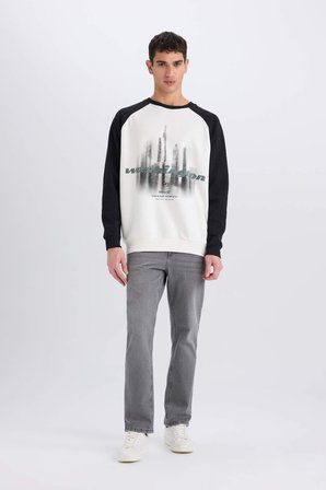 DeFacto Oversıze Bisiklet Yaka Baskılı Sweatshirt D6997AX25SPER105