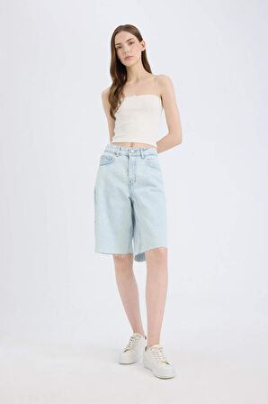 Normal Bel Jean Bermuda Şort