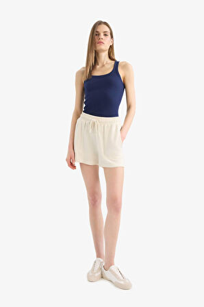 Regular Fit Beli Bağcıklı Cepli Şort