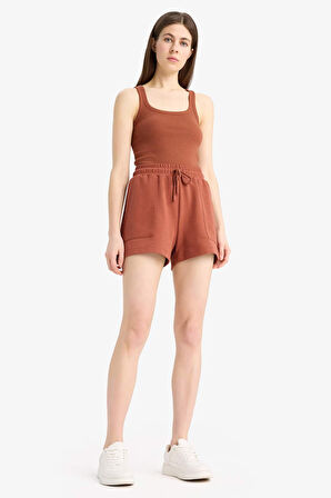 Regular Fit Beli Bağcıklı Cepli Şort