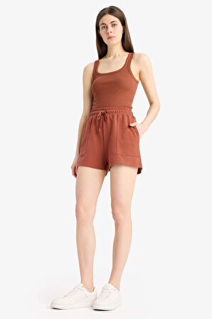 Regular Fit Beli Bağcıklı Cepli Şort