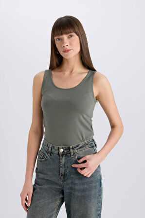 	Slim Fit Dar Kesim U Yaka Basic Düz Atlet