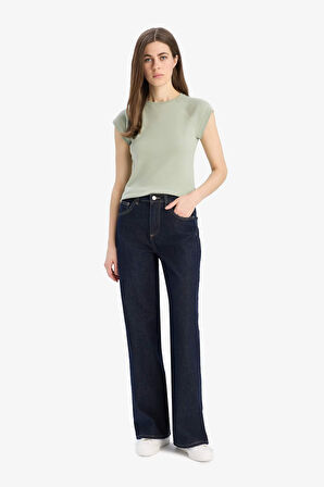 Slim Fit Dar Kesim Bisiklet Yaka Basic Düz Ribana Kısa Kollu Tişört
