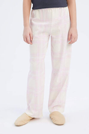 Kız Çocuk Pijama Takımı Fitilli Kaşkorse Baskılı Kısa Kollu Üst Uzun Alt