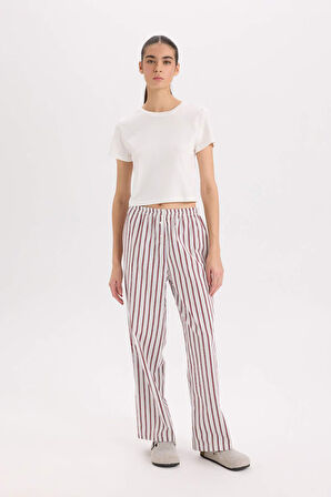 DeFacto Fall in Love Regular Fit Çizgili Poplin Pijama Alt E3028AX24WNER98