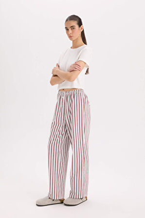 DeFacto Fall in Love Regular Fit Çizgili Poplin Pijama Alt E3028AX24WNER98