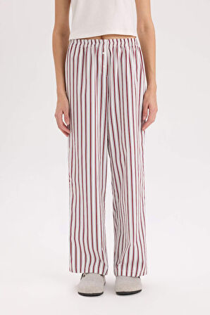 DeFacto Fall in Love Regular Fit Çizgili Poplin Pijama Alt E3028AX24WNER98