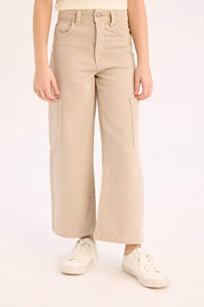 Kız Çocuk Wide Leg Kargo Geniş Paça Jean Pantolon