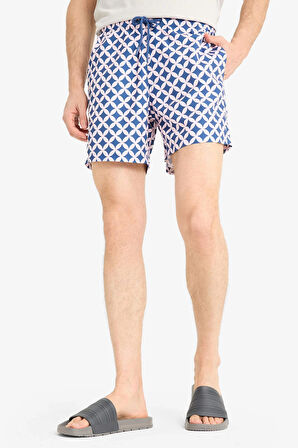 Defacto E1029 Pembe Desenli File Astarlı Kısa Boy Deniz Şortu