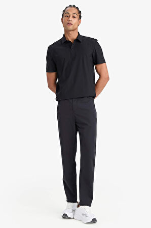 DeFactoFit Slim Fit Dar Kesim Standart Paça Esnek Multifonksiyonel Dokuma Sporcu Pantolon E3333AX25SPBK81