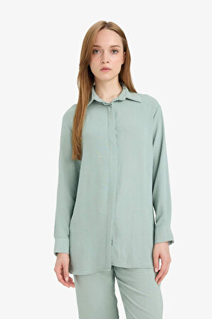 DeFacto Relax Fit Basic Düz Uzun Kollu Gömlek Tunik D2991AX25SMKH434