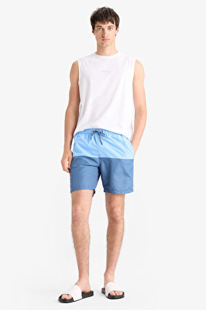 DeFacto Regular Fit Renk Bloklu File Astarlı Diz Üstü Deniz Şortu Z8108AZ25HSBE303