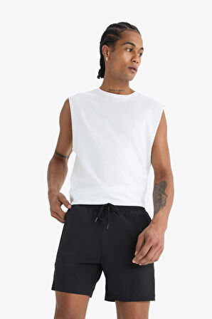 DeFactoFit Sporcu Baskılı Esnek Dokulu Kısa Boy Deniz Şortu B5952AX25HSBK81