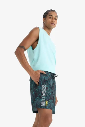 DeFacto Regular Fit Baskılı Esnek Dokulu Kısa Boy Sporcu Deniz Şortu A4185AX25HSBK81