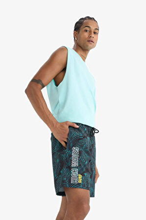 DeFactoFit Regular Fit Baskılı Esnek Dokulu Kısa Boy Sporcu Deniz Şortu A4185AX25HSBK81