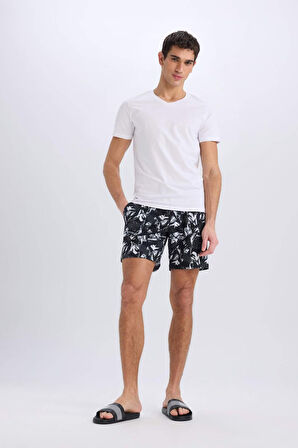 DeFactoFit Regular Fit Baskılı Esnek Dokulu Diz Boyu Sporcu Deniz Şortu B5994AX25HSBK81