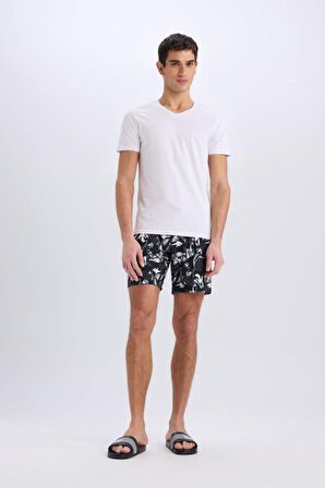 DeFactoFit Regular Fit Baskılı Esnek Dokulu Diz Boyu Sporcu Deniz Şortu B5994AX25HSBK81