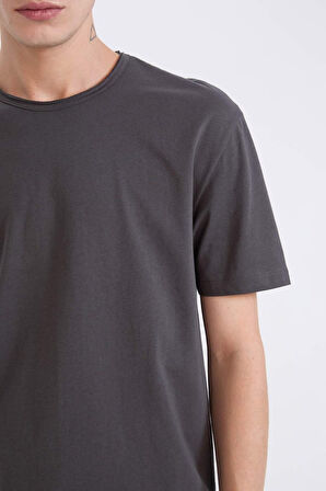 Regular Fit Bisiklet Yaka Kısa Kollu Ağır Kumaş Tişört