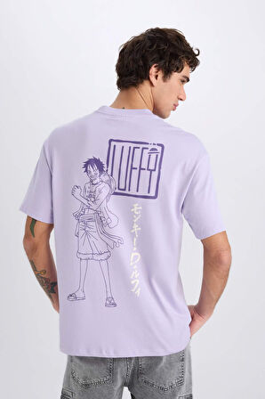 DeFacto %100 Pamuk One Piece Boxy Fit Bisiklet Yaka Sırt Baskılı Kısa Kollu Tişört B8097AX25SPPR33