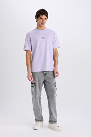 DeFacto %100 Pamuk One Piece Boxy Fit Bisiklet Yaka Sırt Baskılı Kısa Kollu Tişört B8097AX25SPPR33