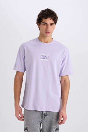 DeFacto %100 Pamuk One Piece Boxy Fit Bisiklet Yaka Sırt Baskılı Kısa Kollu Tişört B8097AX25SPPR33