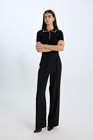 Fitted Polo Yaka Kısa Kollu Triko Tişört