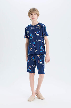 Erkek Çocuk Pijama Takımı Desenli Kısa Kollu Üst Şort