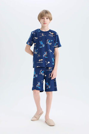 Erkek Çocuk Pijama Takımı Desenli Kısa Kollu Üst Şort