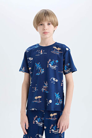 Erkek Çocuk Pijama Takımı Desenli Kısa Kollu Üst Şort