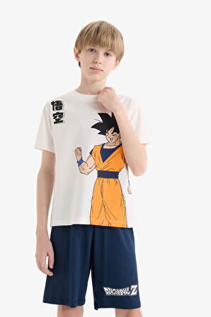 DeFacto Erkek Çocuk Dragon Ball Pijama Takımı Kısa Kollu Üst Beli Lastikli Şort E0337A825SMWT32