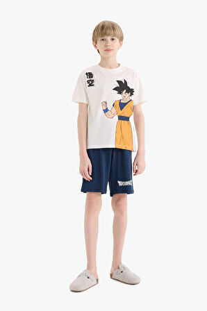 DeFacto Erkek Çocuk Dragon Ball Pijama Takımı Kısa Kollu Üst Beli Lastikli Şort E0337A825SMWT32