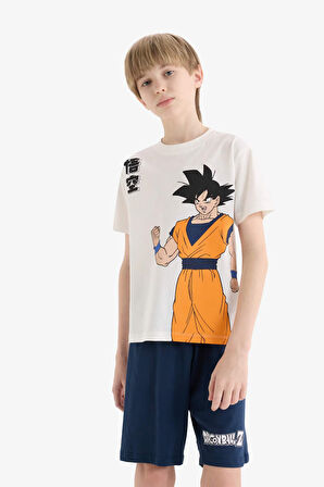 DeFacto Erkek Çocuk Dragon Ball Pijama Takımı Kısa Kollu Üst Beli Lastikli Şort E0337A825SMWT32