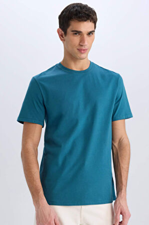 DeFacto New Regular Fit Bisiklet Yaka Basic Düz %100 Pamuk Kısa Kollu Tişört V7699AZ25SPIN179