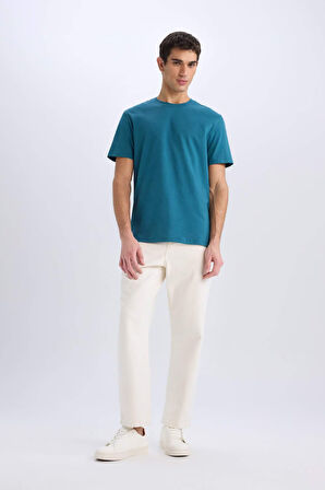 DeFacto New Regular Fit Bisiklet Yaka Basic Düz %100 Pamuk Kısa Kollu Tişört V7699AZ25SPIN179