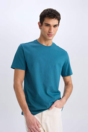 DeFacto New Regular Fit Bisiklet Yaka Basic Düz %100 Pamuk Kısa Kollu Tişört V7699AZ25SPIN179