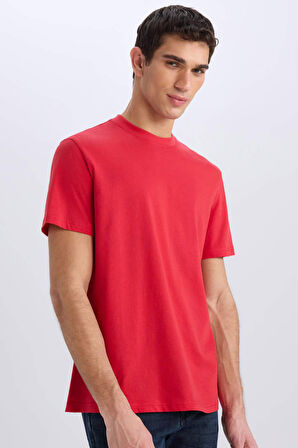 DeFacto New Regular Fit Bisiklet Yaka Basic Düz %100 Pamuk Kısa Kollu Tişört V7699AZ25SPRD79