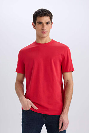 DeFacto New Regular Fit Bisiklet Yaka Basic Düz %100 Pamuk Kısa Kollu Tişört V7699AZ25SPRD79