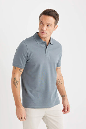 DeFacto Regular Fit Kısa Kollu Basic Düz Pike Kumaş Polo Tişört C1293AX25SPGR314
