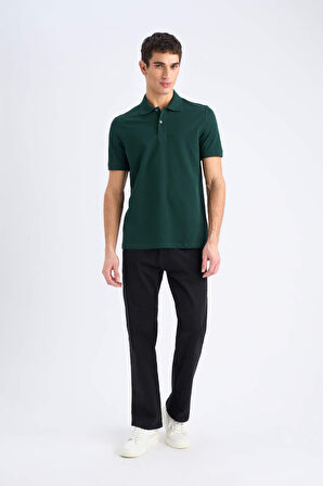 Regular Fit Kısa Kollu Basic Düz Pike Polo Tişört