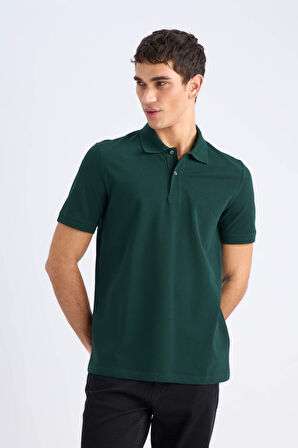 Regular Fit Kısa Kollu Basic Düz Pike Polo Tişört