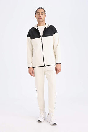 DeFactoFit Standart Fit Kapüşonlu Skuba Dalgıç Kumaş Sporcu Fermuarlı Sweatshirt D7363AX25SPBG721