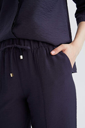 Wide Straight Esnek Belli Cepli Bağcıklı Düz Paça Pantolon