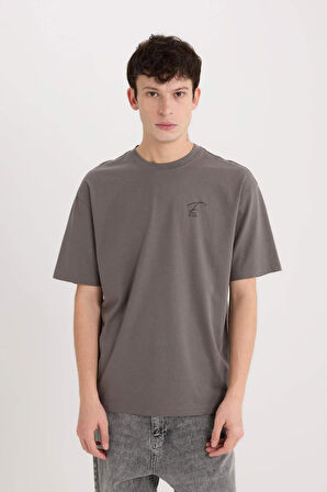 DeFacto %100 Pamuk Comfort Fit Bisiklet Yaka Sırt Baskılı Kısa Kollu Tişört D5587AX25SPGR206